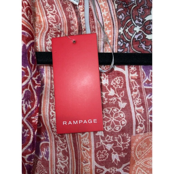 Rampage Swim Cover Scarf Wrap Sheer Red Coral Floral Versatile Sleeveless NWT - Picture 6 of 11